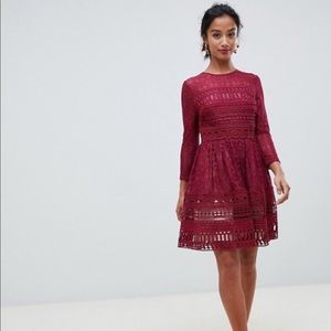 ASOS DESIGN Premium lace mini skater dress